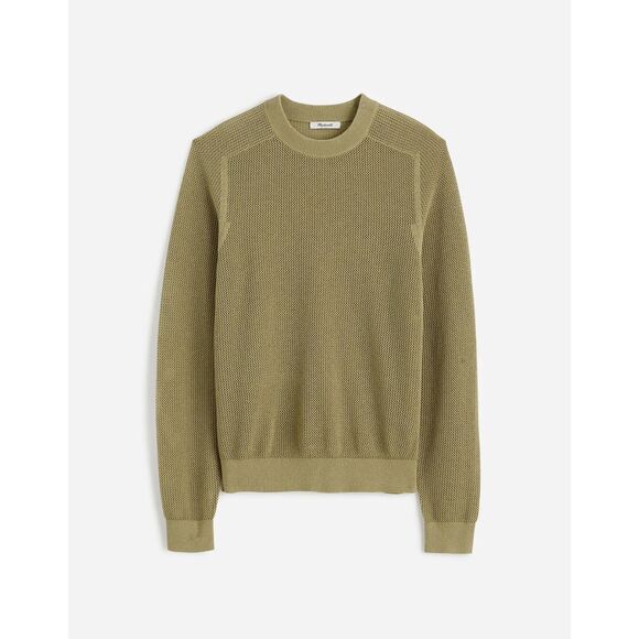 NWT Cotton-Linen Blend Madewell Mesh-Knit Crewneck Sweater - Picture 1 of 6